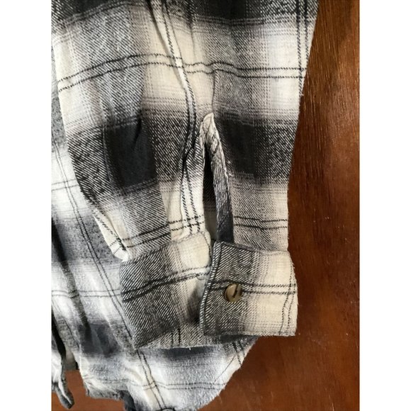 Vintage Greatland Sportswear Mens Plaid Flannel Medium Black & White Lightweight - Picture 5 of 8